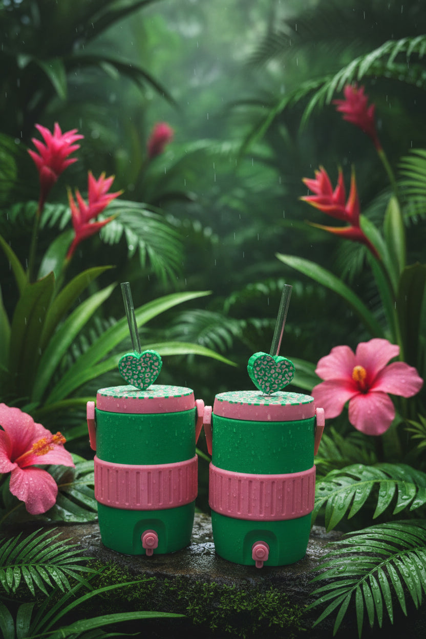 Pink/Green Cheetah 12oz Can Koozie